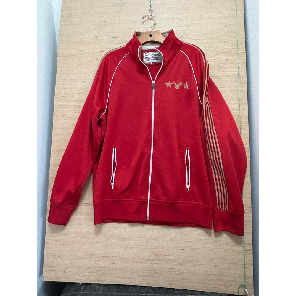 American Eagle Outfitters Sportswear Track Jacket Red Gold Stripes Stars Zip Up